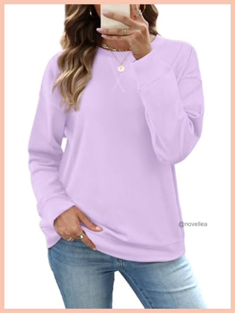 Women's Crew Neck Long Sleeve Sweatshirt Relaxed Fit Pullover